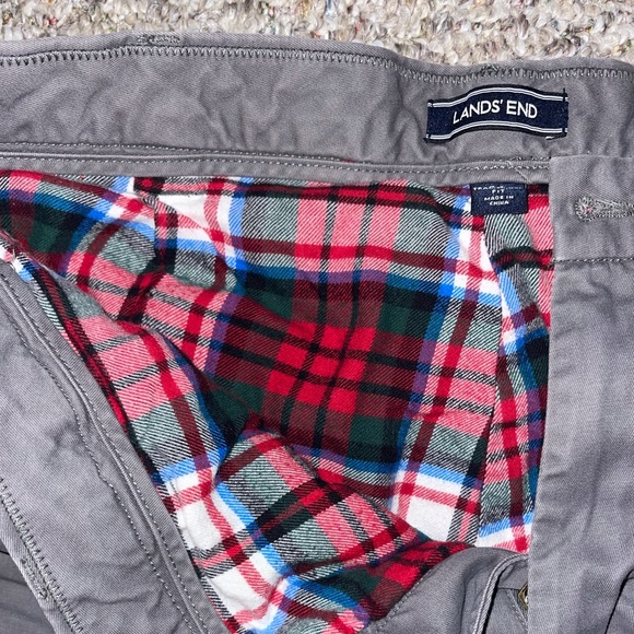 Lands end Grey flannel lined khakis. - Picture 2 of 4